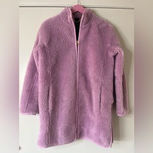 J Crew Purple Lilac Teddy Sherpa Fleece Zip Front Coat Jacket
